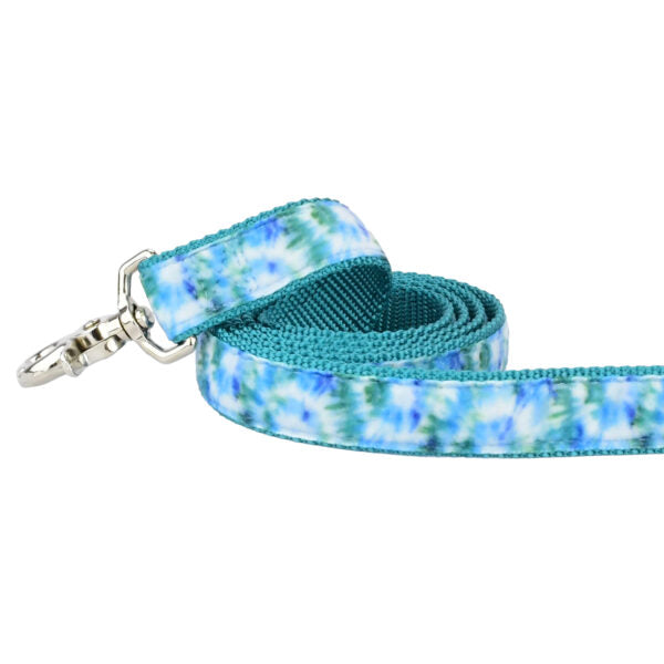 Teal Tie-Dye Velvet Dog Leash, photo 1