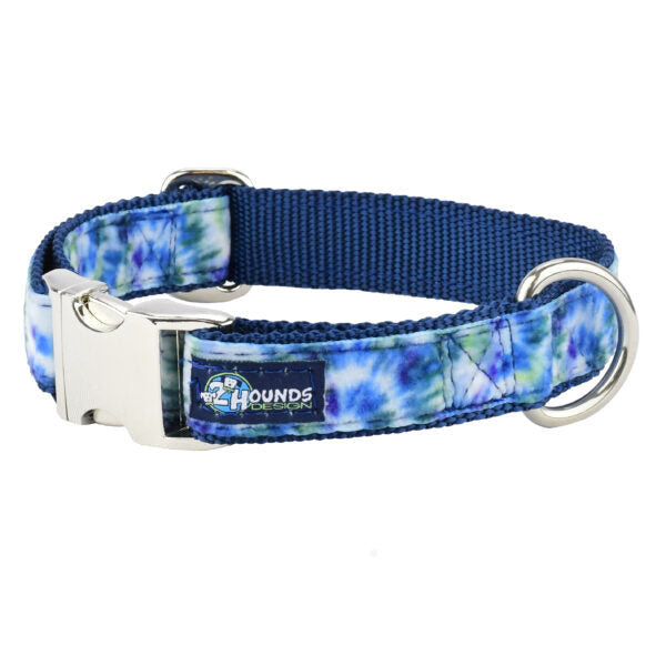 Navy Tie-Dye Velvet Essential Dog Collar, photo 1