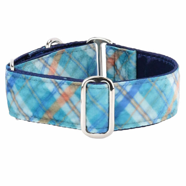 Blue Plaid Elite Velvet Martingale Dog Collar, photo 2