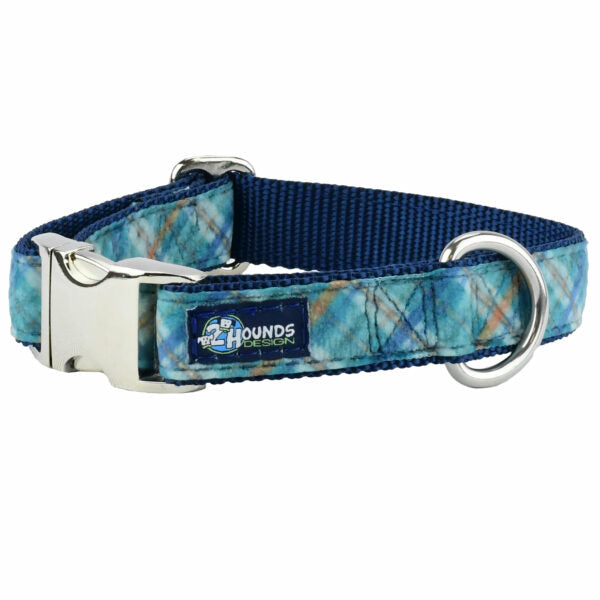 Blue Plaid Velvet Essential Martingale Dog Collar, photo 1