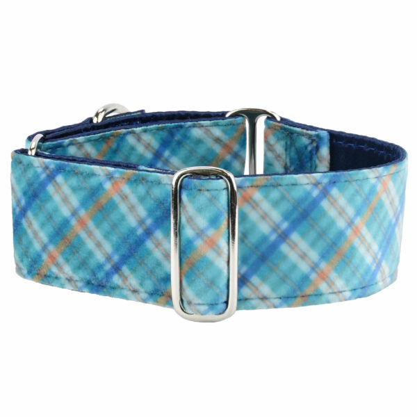 Blue Plaid Elite Velvet Dog Collar, photo 1