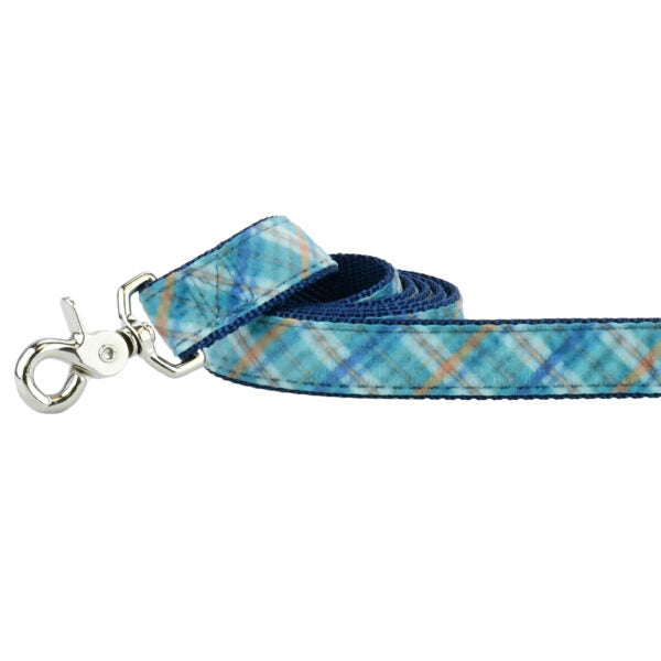 Blue Plaid Velvet Dog Leash, photo 1