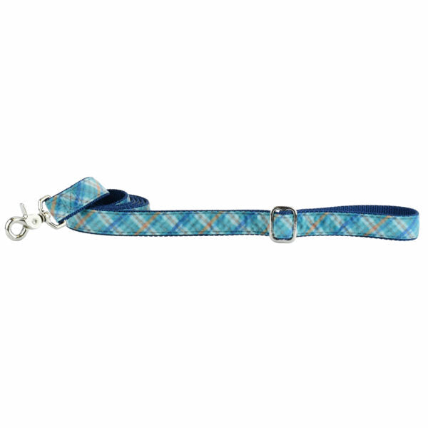 Blue Plaid Velvet Dog Leash, photo 3