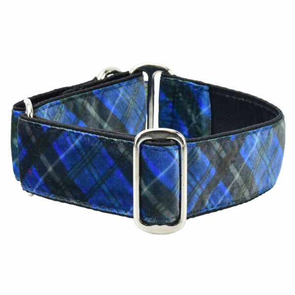 Midnight Winter Plaid Elite Velvet Dog Collar, photo 1