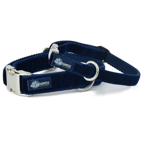 Navy Velvet Essential Martingale Dog Collar, photo 1