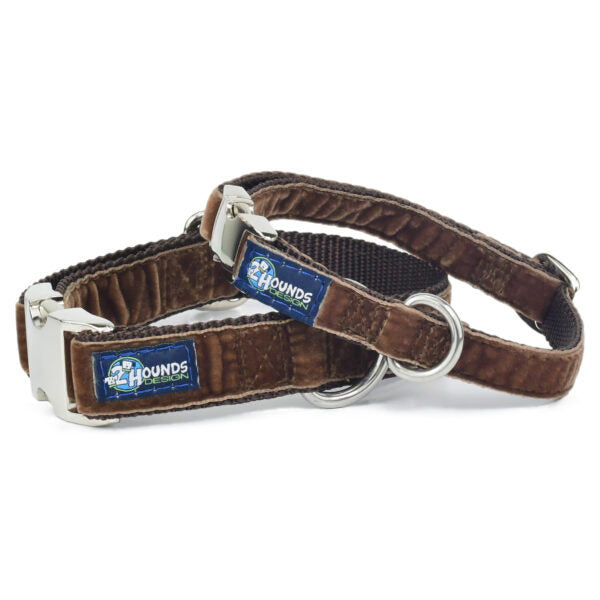 Brown Velvet Essential Martingale Dog Collar, photo 1