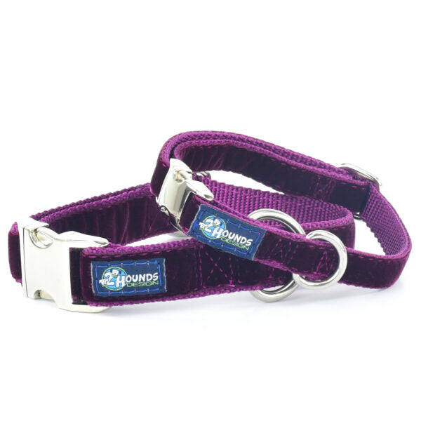 Burgundy Velvet Essential Martingale Dog Collar, photo 1