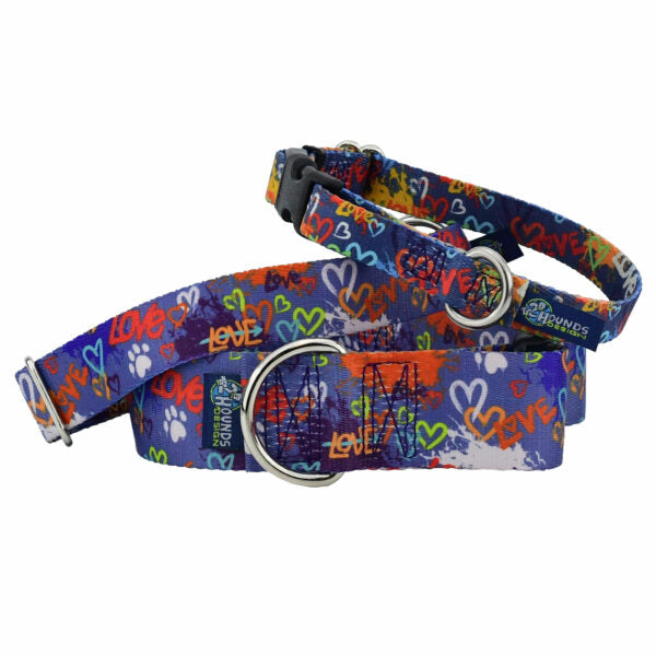 Collar martingala para perro Love Graffiti Blue EarthStyle, foto 1