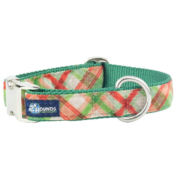 Christmas Plaid Cream Velvet Essential Buckle Martingale Dog Collar, photo 1