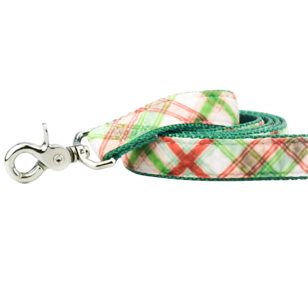 Christmas Plaid Cream Velvet Dog Leash, photo 1