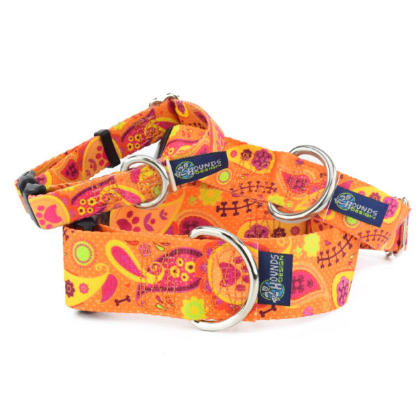 Collar martingala con hebilla para perro Orange Paisley EarthStyle, foto 1