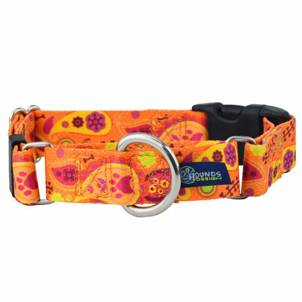 Collar martingala con hebilla para perro Orange Paisley EarthStyle, foto 3