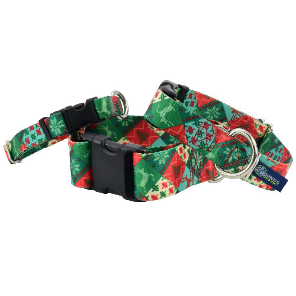 Collar martingala con hebilla para perro Christmas Patchwork EarthStyle, foto 1