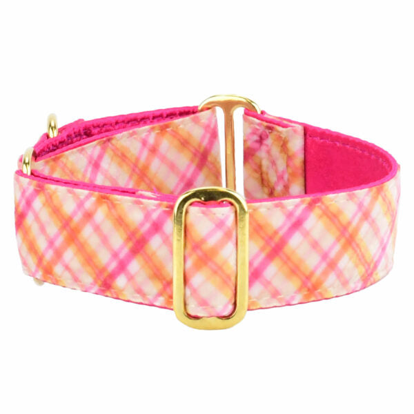 Pink Plaid Elite Velvet Martingale Dog Collar, photo 2