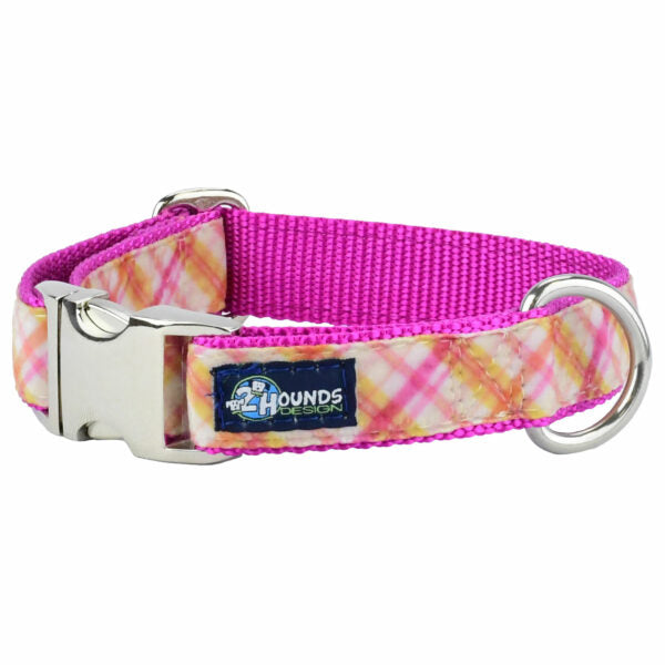 Pink Plaid Velvet Essential Dog Collar, photo 1