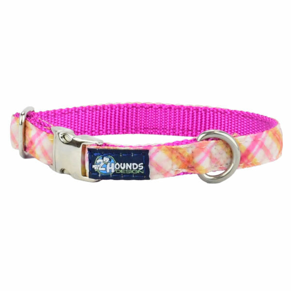 Pink Plaid Velvet Essential Dog Collar, photo 2
