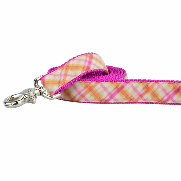 Pink Plaid Velvet Dog Leash, photo 1