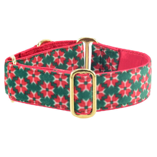 Poinsettia Elite Velvet Buckle Martingale Dog Collar, photo 1