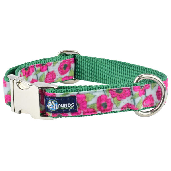 Bold Poppies Velvet Essential Martingale Dog Collar, photo 1