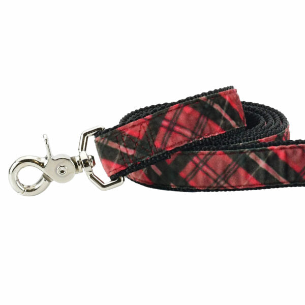 Classic Winter Plaid Velvet Dog Leash, photo 1
