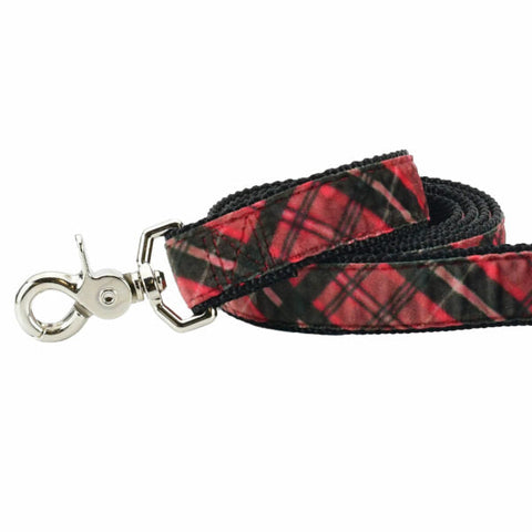 Classic Winter Plaid Velvet Dog Leash, photo 1