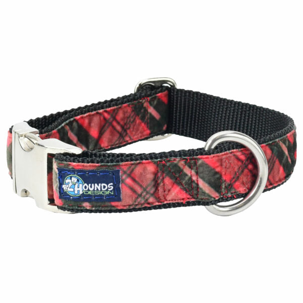 Classic Winter Plaid Velvet Essential Dog Collar, photo 3