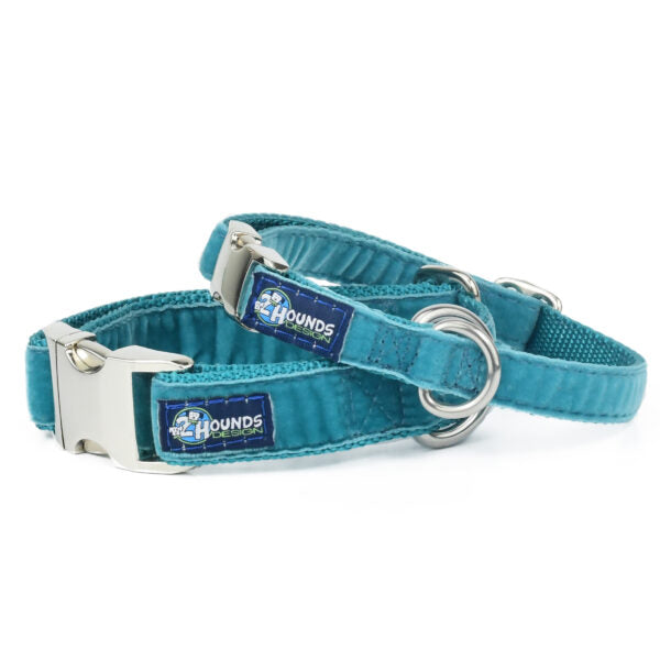 Teal Velvet Essential Martingale Dog Collar, photo 1