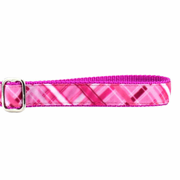 Very Pink Plaid Velvet Dog Leash, photo 2