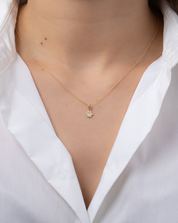 Collar con dije de huella de diamantes en oro de 14K, foto 2