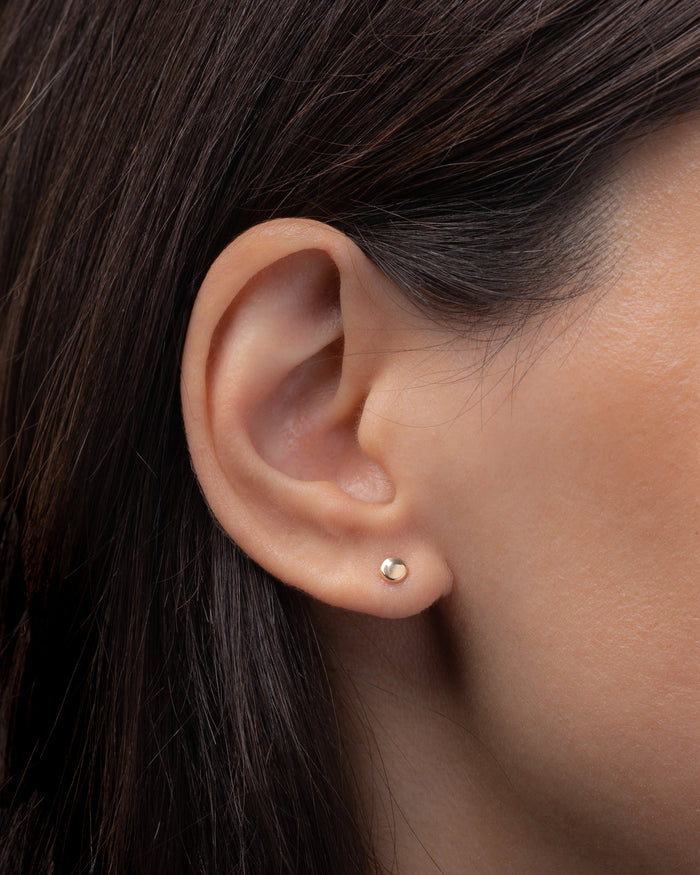 14K Gold Small Disc Stud Earrings, photo 4