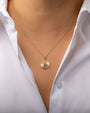 14K Gold Fluted Disc with Diamond Pendant, photo 2