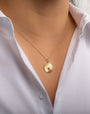 14K Gold Fluted Disc with Diamond Pendant, photo 3