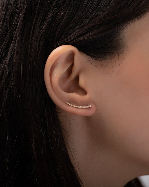 Arete trepador de diamantes en oro de 14K, foto 2