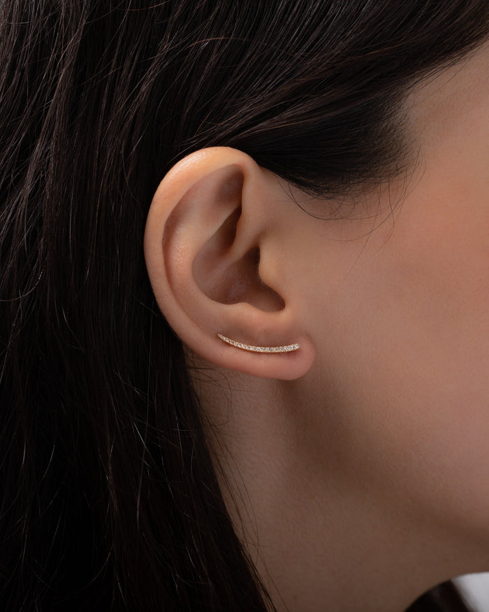Arete trepador de diamantes en oro de 14K, foto 2