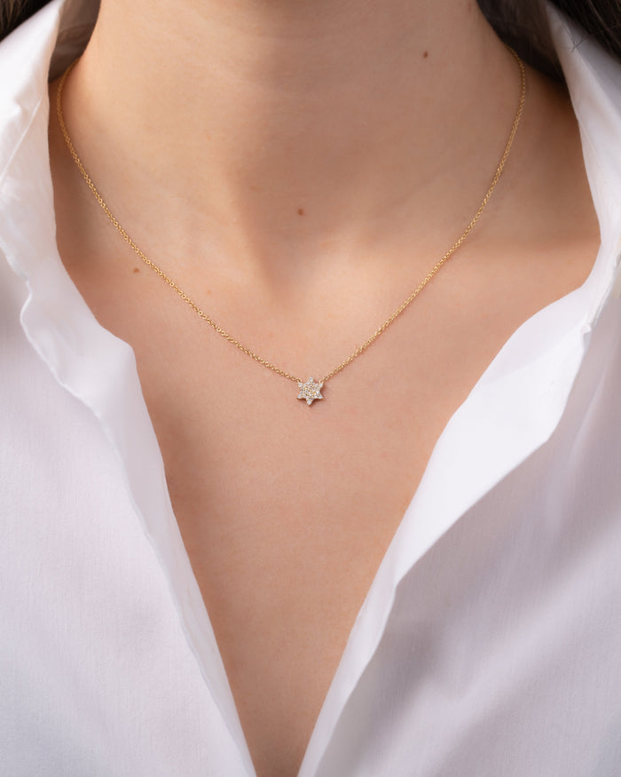 14K Gold Diamond Star of David Necklace, photo 2