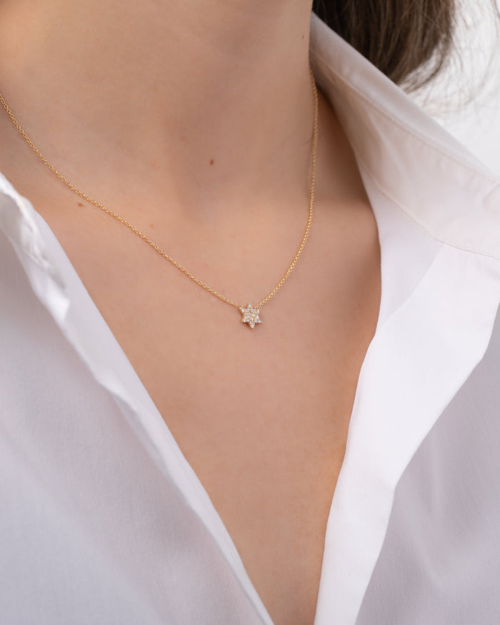 14K Gold Diamond Star of David Necklace, photo 3