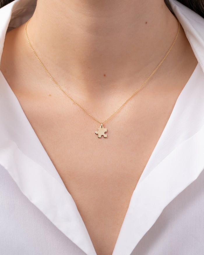 14K Gold Puzzle Piece Necklace, photo 4