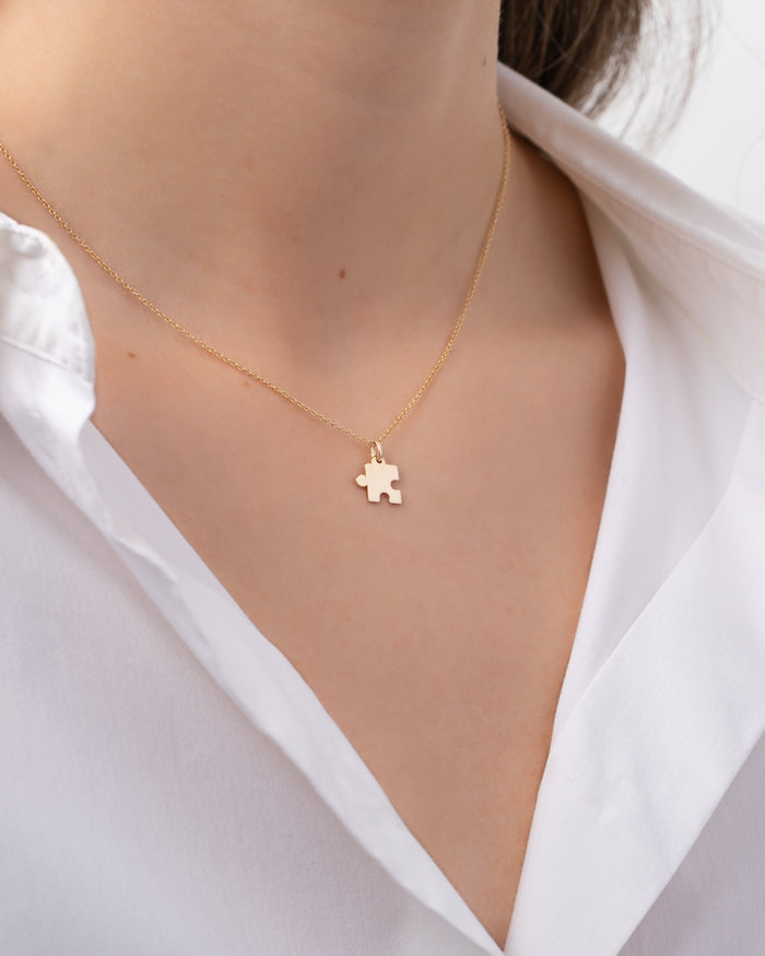 14K Gold Puzzle Piece Necklace, photo 3