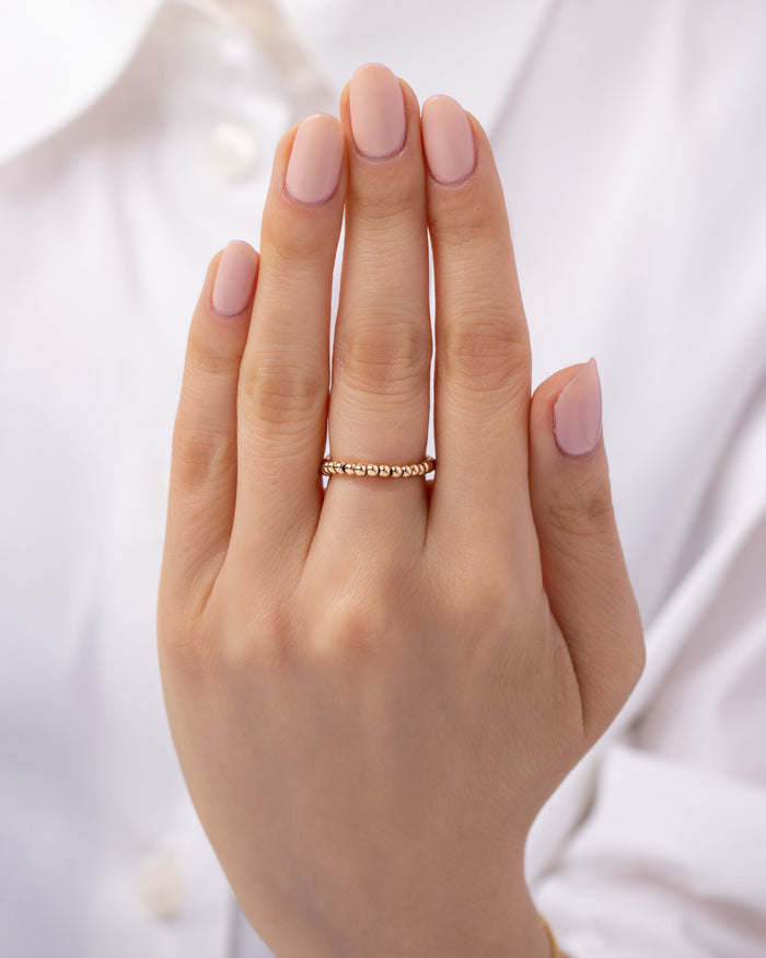 Anillo de cuentas de 2 mm en oro de 14K, foto 2
