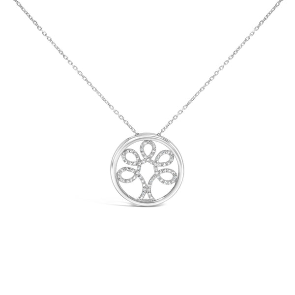 1/10 Ct. T.W. Diamond Tree of Life Pendant Necklace in Sterling Silver, photo 1