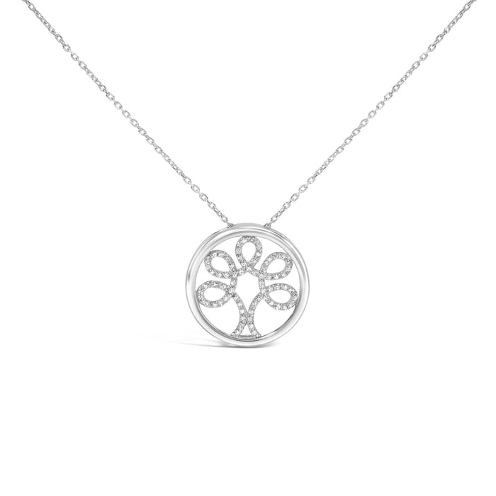 Collar con colgante de árbol de la vida con diamantes de 1/10 ct. p.t. en plata de ley, foto 1