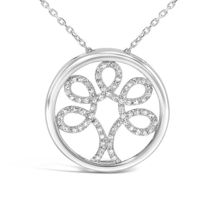 Collar con colgante de árbol de la vida con diamantes de 1/10 ct. p.t. en plata de ley, foto 2