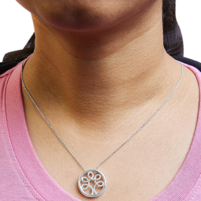 Collar con colgante de árbol de la vida con diamantes de 1/10 ct. p.t. en plata de ley, foto 3