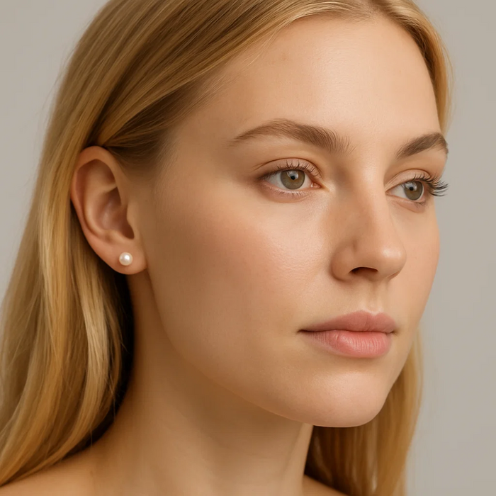 6-7 mm White Freshwater Pearl Stud Earrings, photo 2