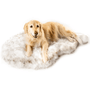 PupRug Curve Faux Fur Orthopedic Dog Bed, White with Brown Accents