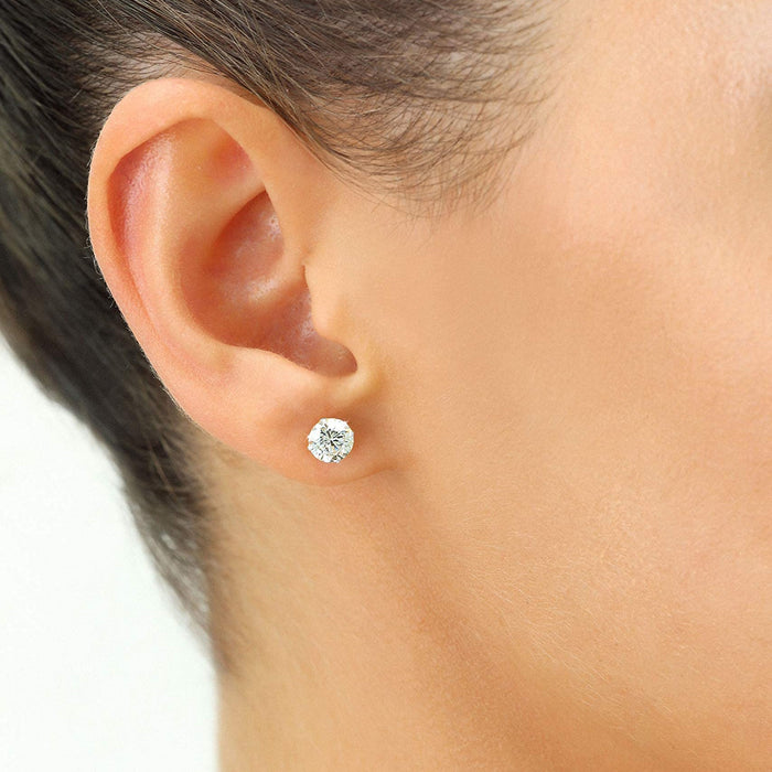 Aretes de botón con diamantes cultivados en laboratorio de 2.00 CTW en oro macizo de 14K, foto 11