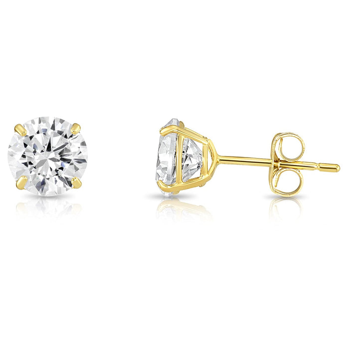 Aretes de botón con diamantes cultivados en laboratorio de 2.00 CTW en oro macizo de 14K, foto 5