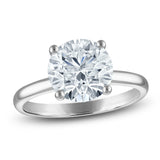 Anillo de compromiso con diamante redondo cultivado en laboratorio de 3.50 CTW en oro de 14K