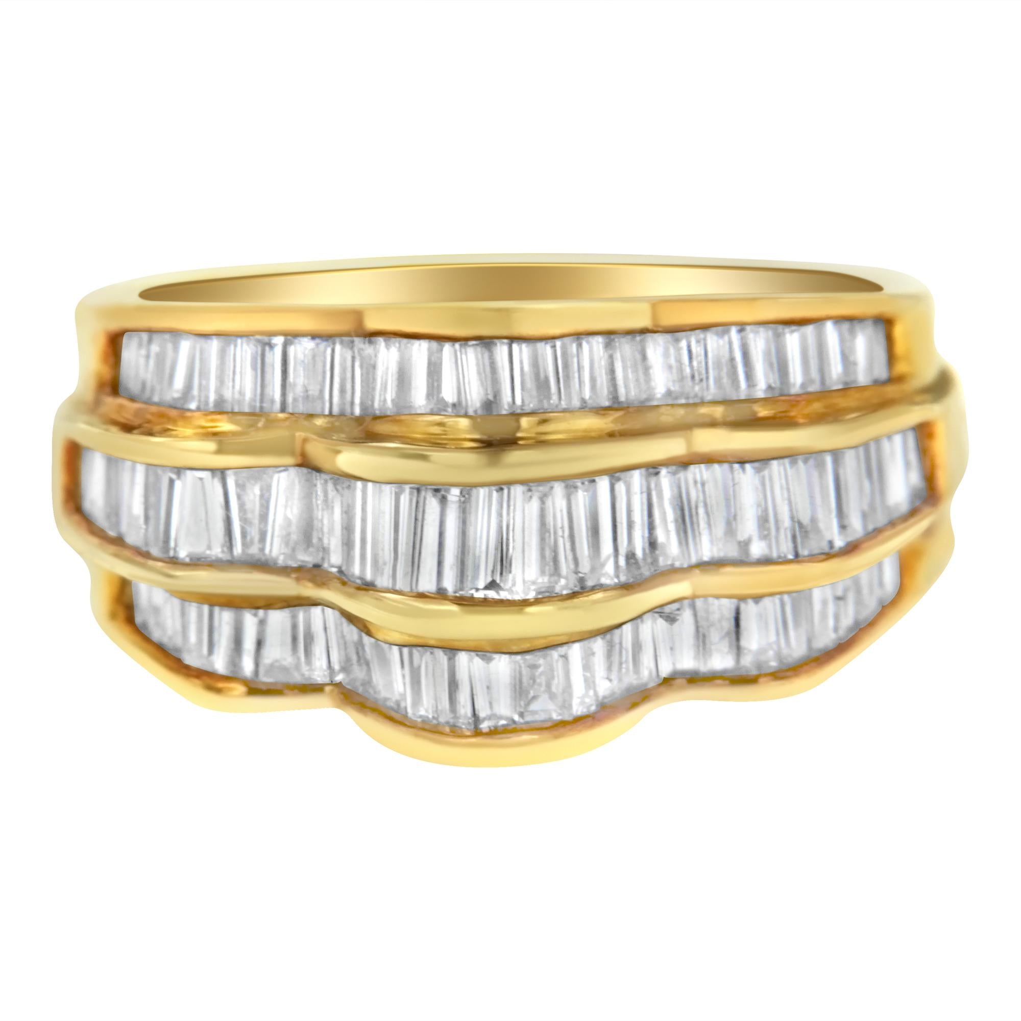 1 1/4 Ct. T.W. Diamond Multi-Row Band Ring in 14K Yellow Gold, photo 1