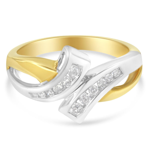1/4 Ct. T.W. Channel-Set Diamond Bypass Ring in 10K Two-Tone Gold, photo 1